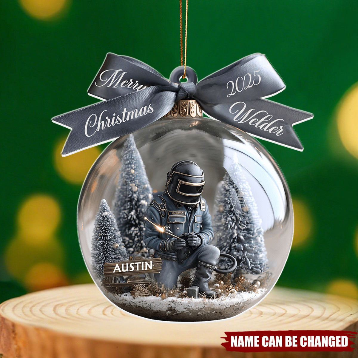 Personalized "Strong Welder" Acrylic Ornament With Name & "Merry Christmas" Great Gift For Welder Construction Worker