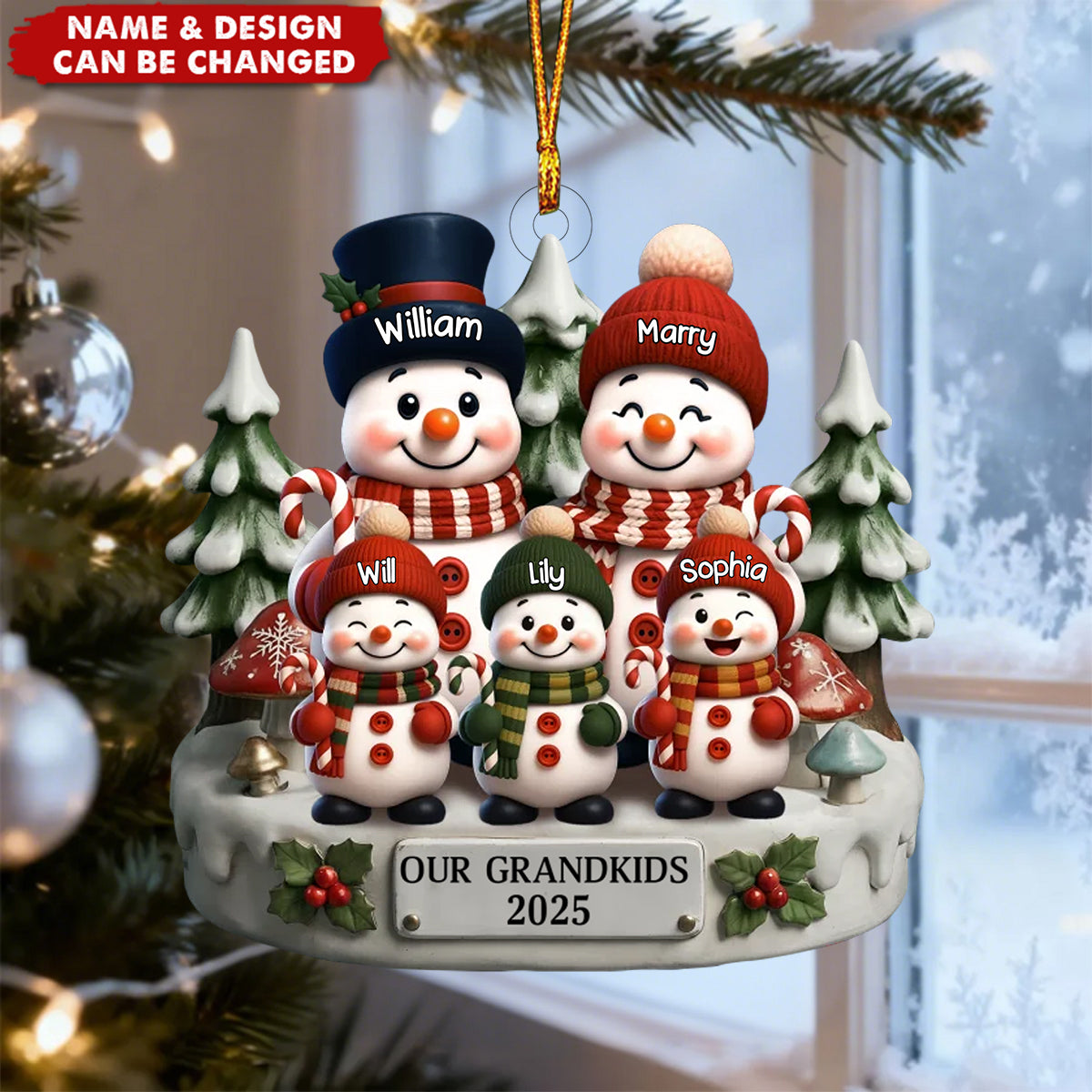 Personalized "Our Grandkids" Family Ornament with Couple and 1-10 Kids Names | Record Christmas Memories For Grandparents Kids