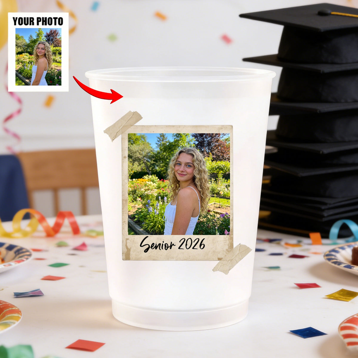 Personalized Polaroid Photo Senior 2026 Cup - Graduation Party Decor For High School Grads