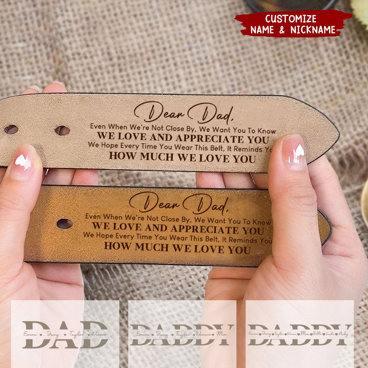 Personalized Engraved Leather Belt Belt - Reminder We Love You For Dad For Men Father's Day Gift