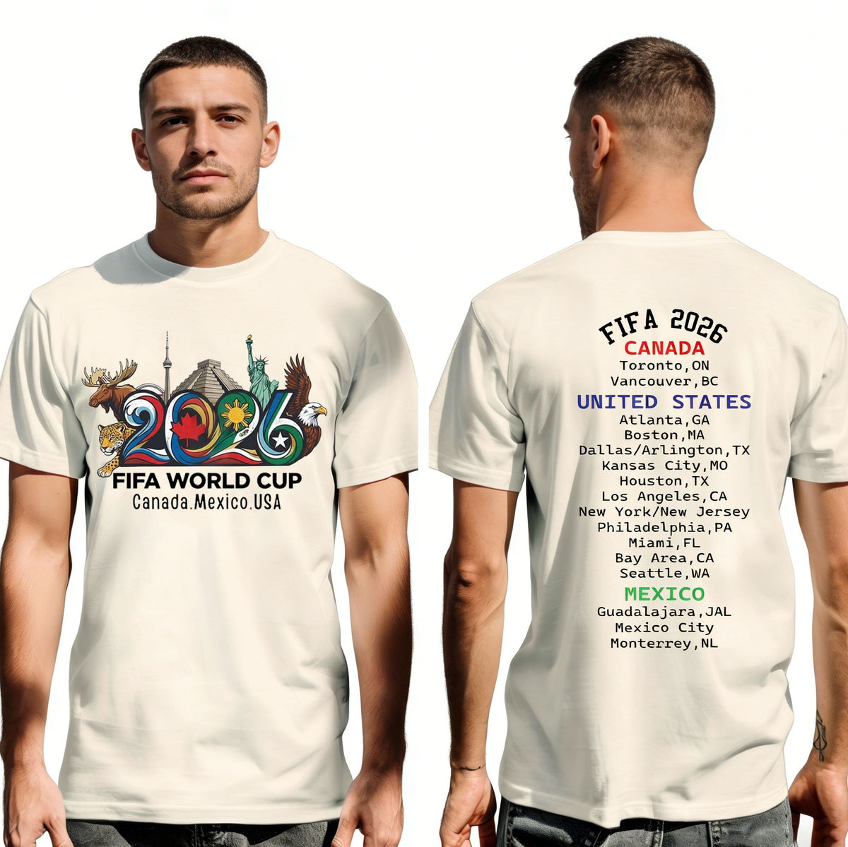Host City Soccer World Cup 2026 Unisex T-Shirt With USA Canada Mexico Flag - Tournament Souvenir Gift For Fans