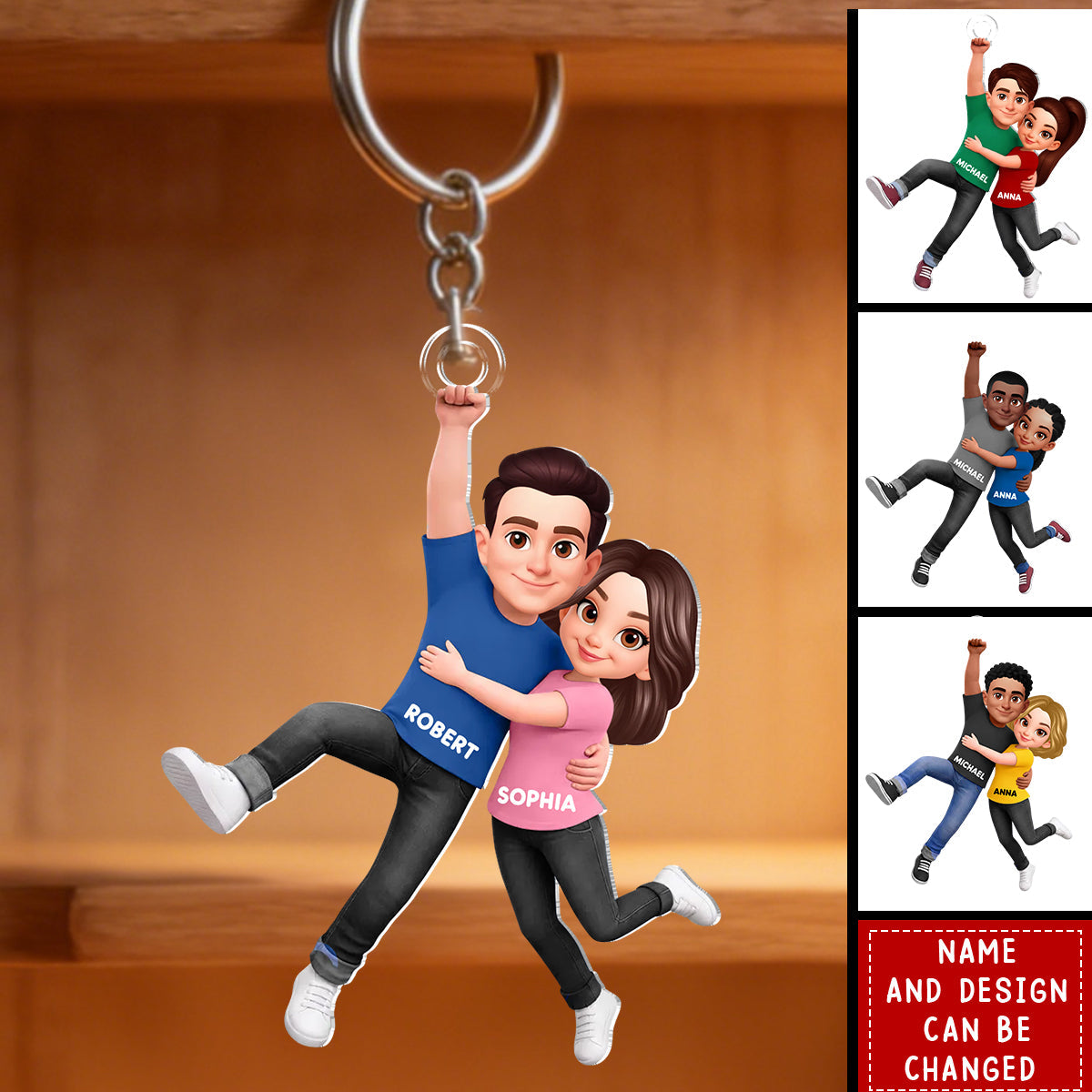 Personalized "Love Soars" Flying Couple Keychain With Names & Design | Romantic Anniversary Valentine's Day Gift For Couple & Sweethearts