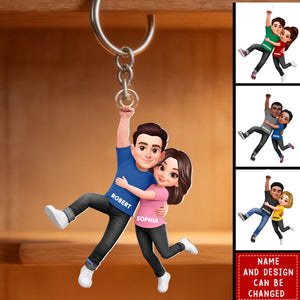 Personalized "Love Soars" Flying Couple Keychain With Names & Design | Romantic Anniversary Valentine's Day Gift For Couple & Sweethearts