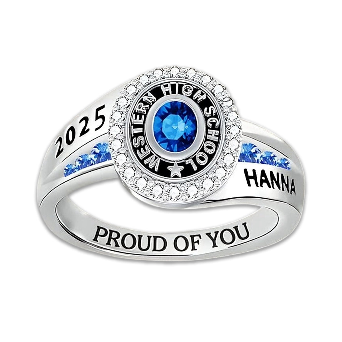 Strength, Growth, And Success - Family Personalized Custom Graduation Ring With Birthstone