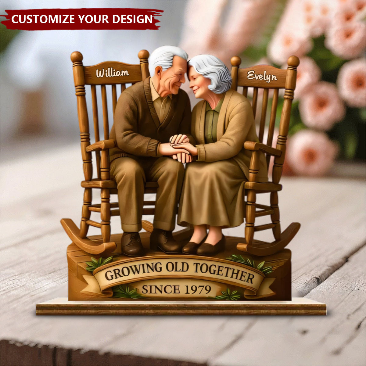 Personalized Standing Wooden - Plaque Love That Grows With Time