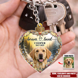 Personalized Pet Photo Acrylic Keychain With Name & Year & Quote | Forever Loved Memorial Dog Cat Family For Dog & Cat Lovers