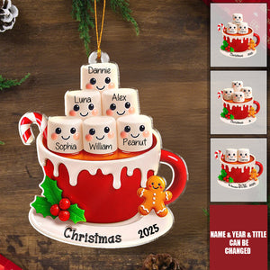Personalized "Cup of Love" Marshmallow Hot Cocoa Christmas Ornament With Names Year And Title Infusing Family Warmth Into Christmas