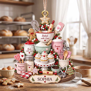 Personalized Baking Kitchen Themed Christmas Acrylic Ornament | Gift For Baking Lovers Home Baker Pastry Chef