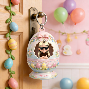 Personalized 3D Effect Easter Egg Acrylic Keychain With Design & Name | Gift For Kids