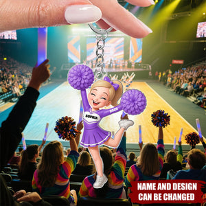 Personalized Cheerleader Girl Acrylic Keychain With Name & Year & Color Inspirational Gift For Daughter Granddaughter Girls
