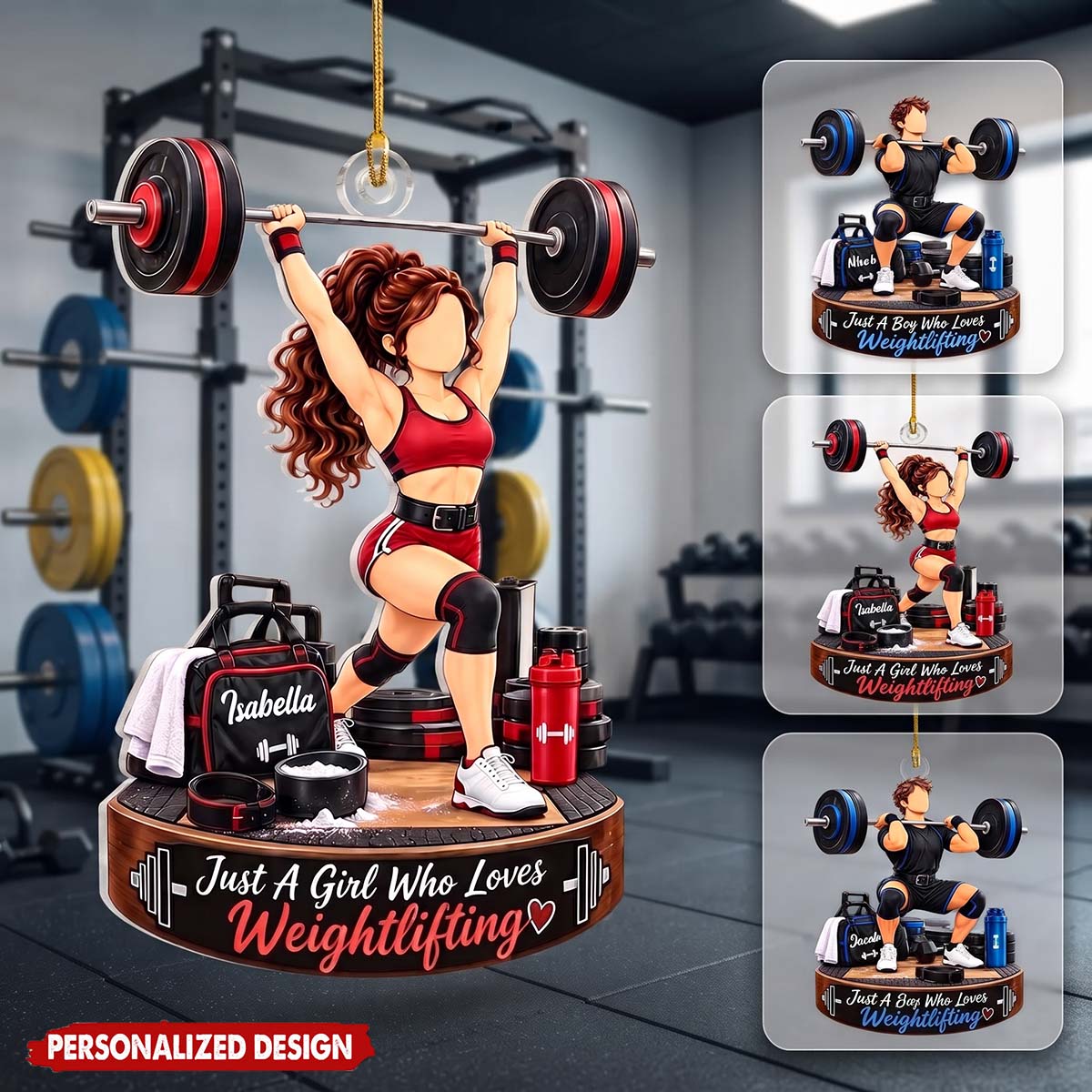 Just A Girl Boy Who Loves Weightlifting - Personalized Christmas Acrylic Ornament Gift For Gym Lover