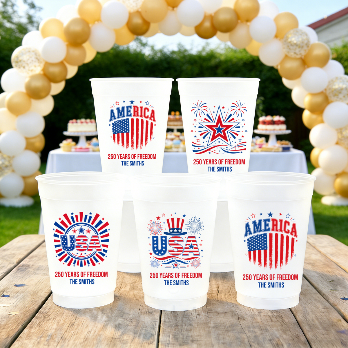Personalized USA 250th Anniversary Party Cup With Name - Independence Day Decor For Families