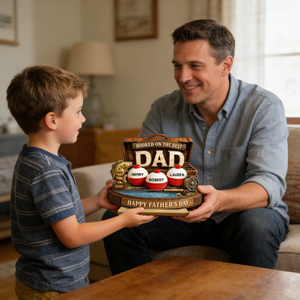 Personalized Dad Fishing Lake Scene 3D Effect Wooden Plaque - Father's Day Gift For Fishing Lovers