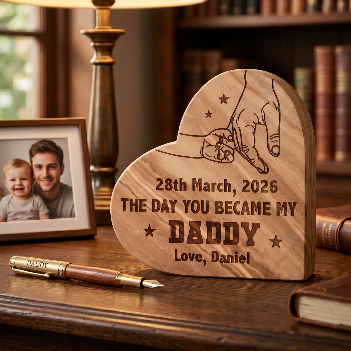 Personalized "The Day You Became My" Wood Plaque | Father's Day Keepsake