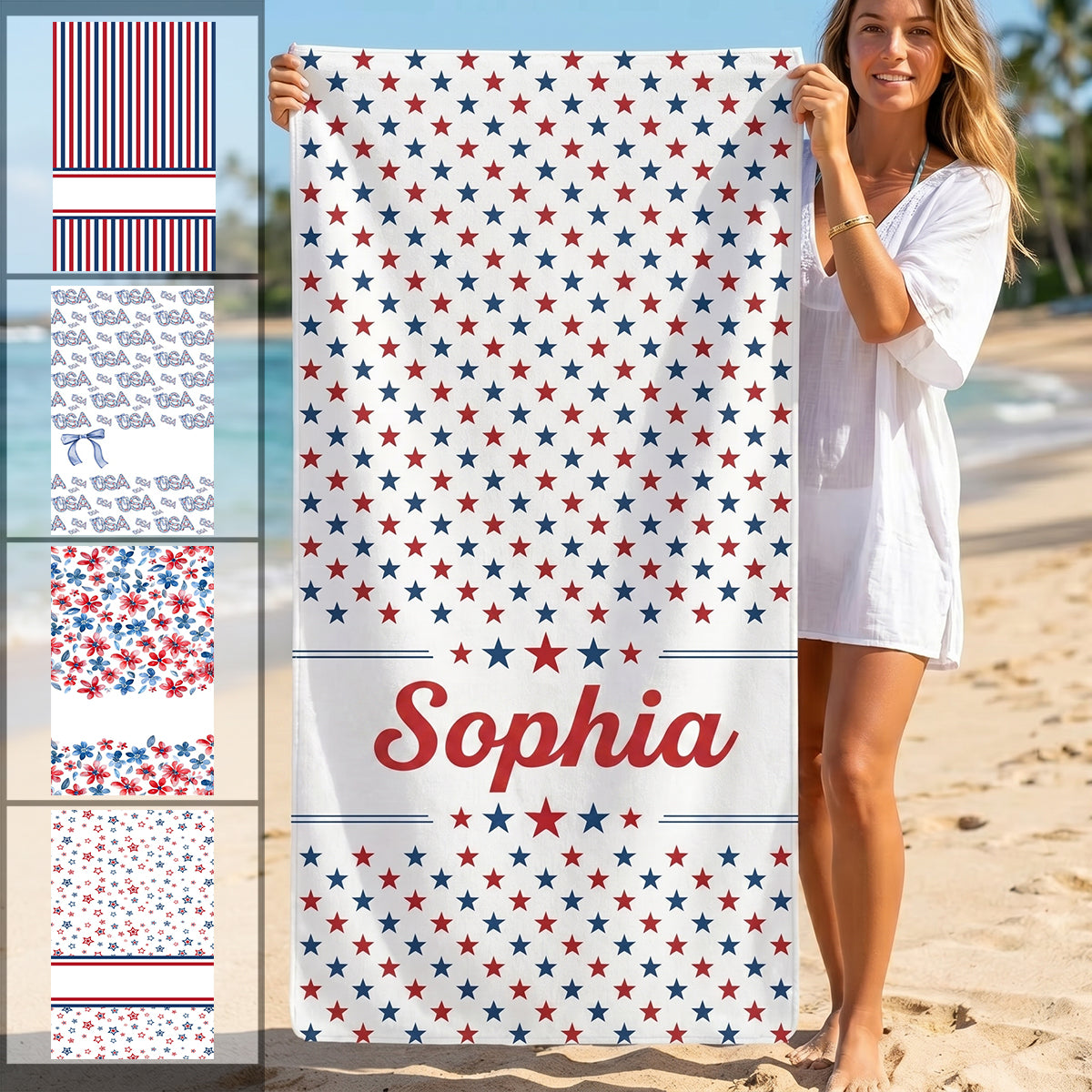 Chill The Fourth Out Red White & 250 - Personalized Beach Towel