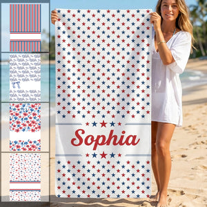 Chill The Fourth Out Red White & 250 - Personalized Beach Towel
