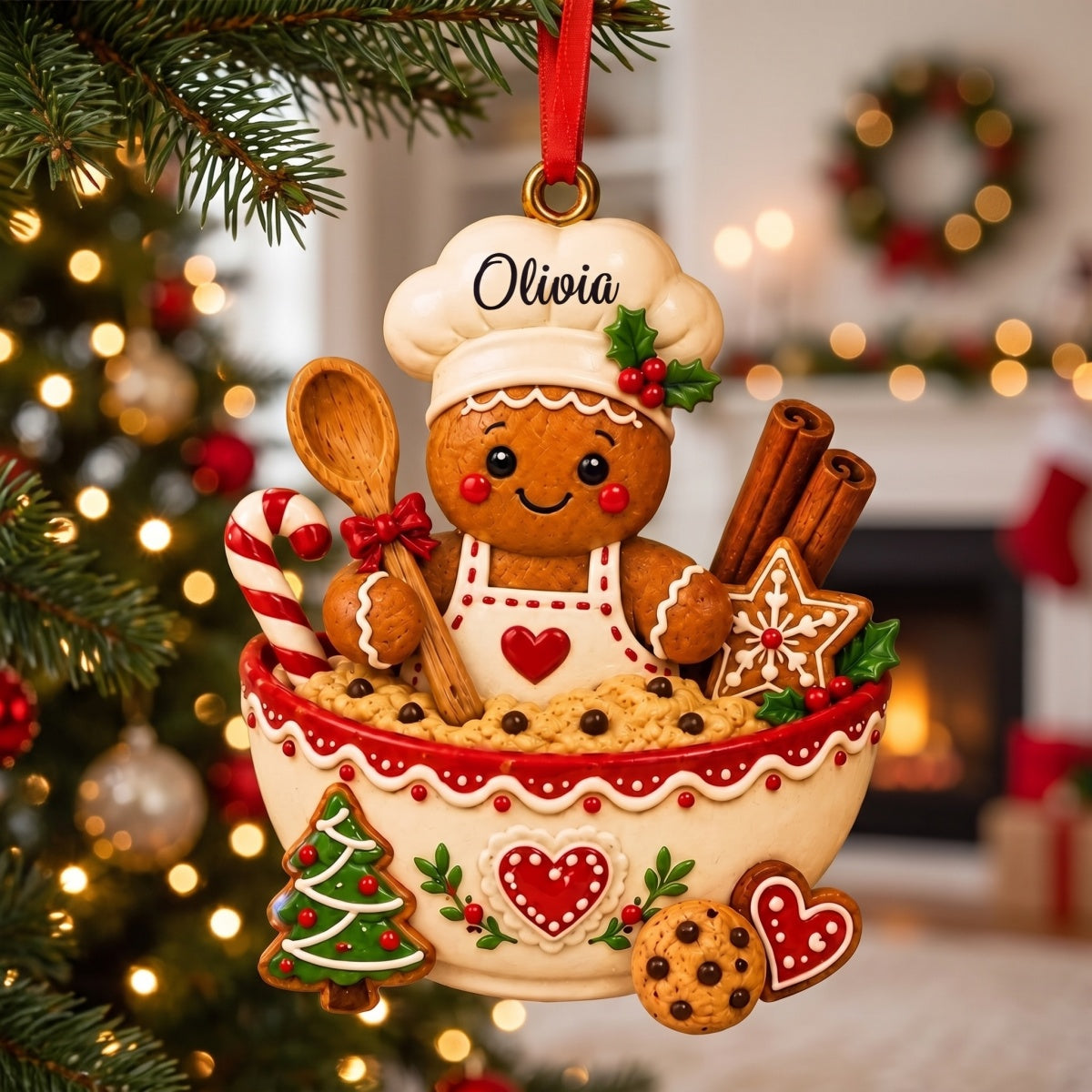 Personalized Gingerbread Chef Acrylic Ornament - Baking Spirits Bright Christmas Gift
