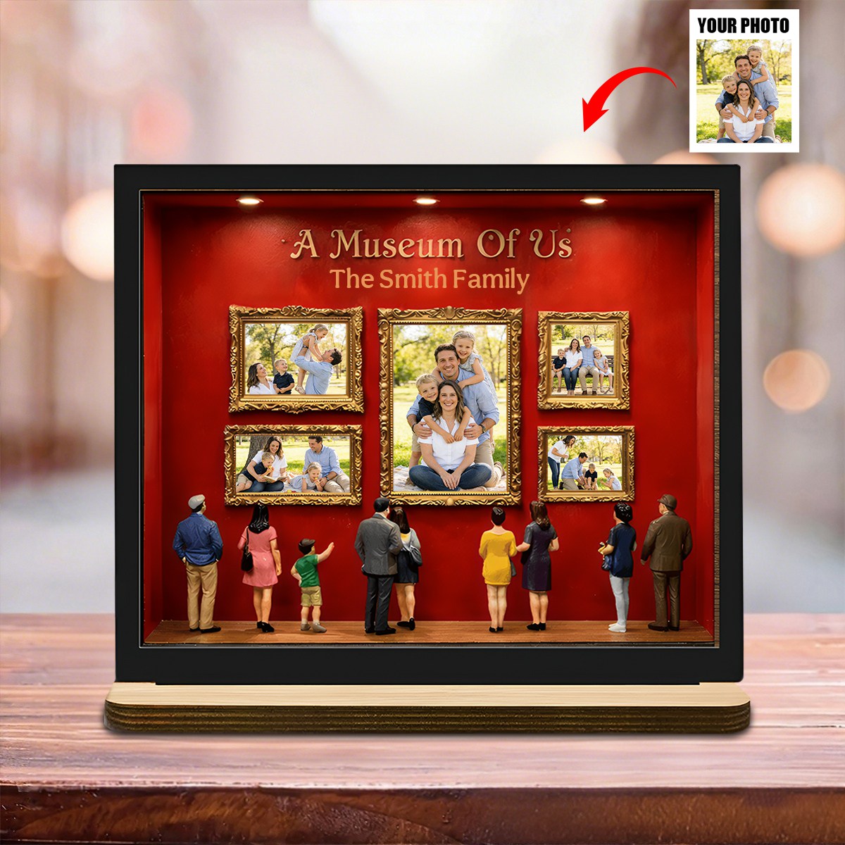 Personalized "A Museum Of Us" 3D Effect Photo Frame Wood Plaque With Family Name – Gift For Family