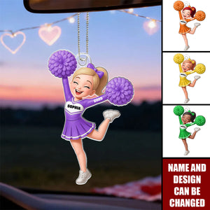 Personalized Cheerleader Girl  Acrylic Car Hanger Ornament With Name & Design & Year | Heartfelt Gift for Daughter Granddaughter Cheerleader