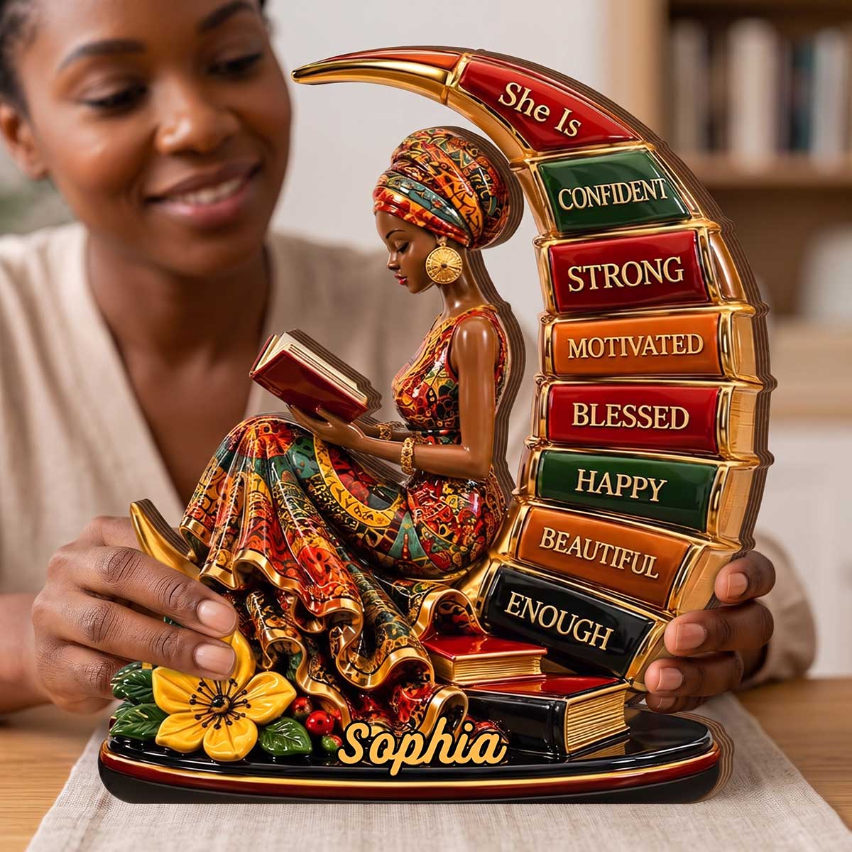 Personalized "She Is Confident" Wooden Block | Gift For Her, Inspirational Black Woman Gift
