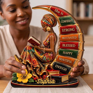 Personalized "She Is Confident" Wooden Block | Gift For Her, Inspirational Black Woman Gift