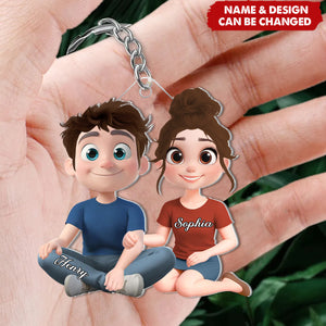 Personalized "Forever Love" Acrylic Keychain With Design & Names - Creative Valentine's Day  Anniversary Gift For Couples