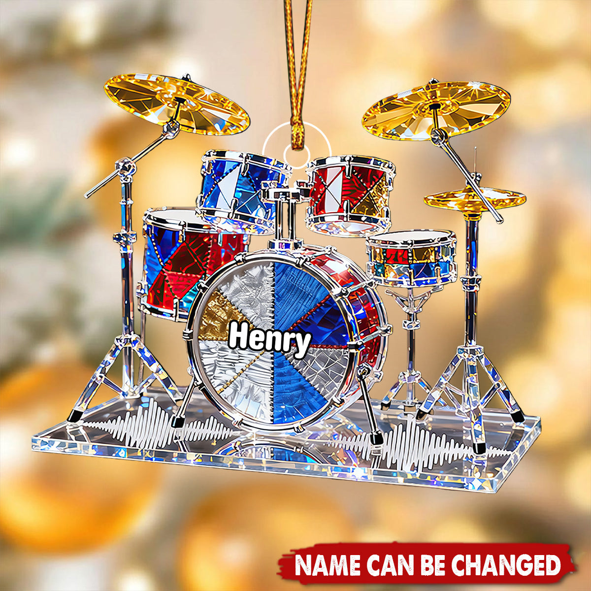 Personalized 3D Effect Drum Set Acrylic Ornament With Name - Best Christmas Gift For Drummers & Music Lovers
