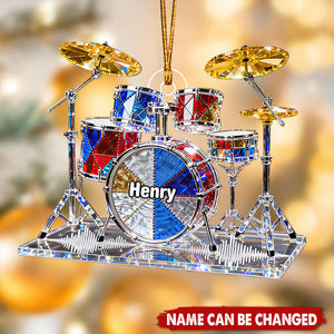 Personalized 3D Effect Drum Set Acrylic Ornament With Name - Best Christmas Gift For Drummers & Music Lovers