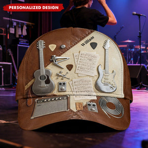 Personalized Guitar Classic Cap With Name | Fashion Items | Unique Music Lover Gift For Guitar Players & Bands