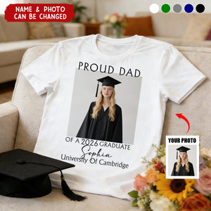 Personalized Proud Family Of A 2026 Graduation T-Shirt With Name & Year & Photo | Memory Apparel For Family Ceremony & Graduation Party