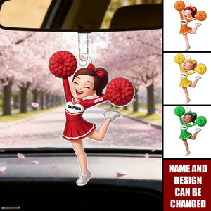 Personalized Cheerleader Girl  Acrylic Car Hanger Ornament With Name & Design & Year | Heartfelt Gift for Daughter Granddaughter Cheerleader