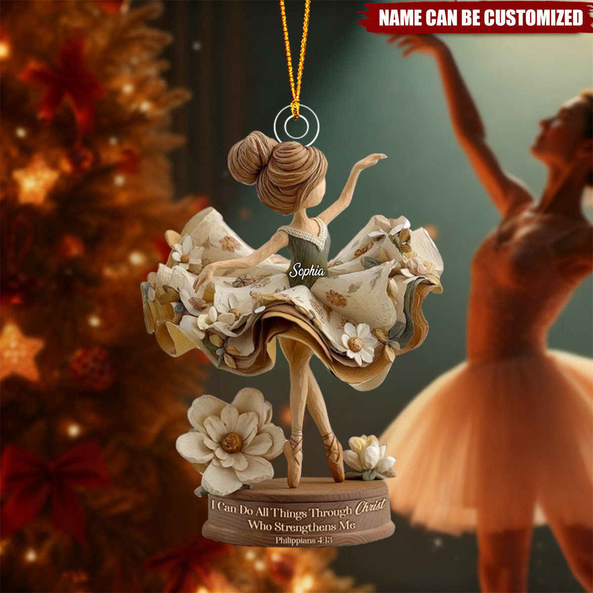 Personalized Ballerina Dancer 3D Effect Acrylic Ornament With Name - Christmas Gift Keepsake For Daughter & Ballet Lover