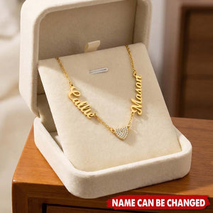 Personalized  Pave Zircon Heart Necklace With 1-6 Names |  Eternal Love Mother's Day Gift For Women