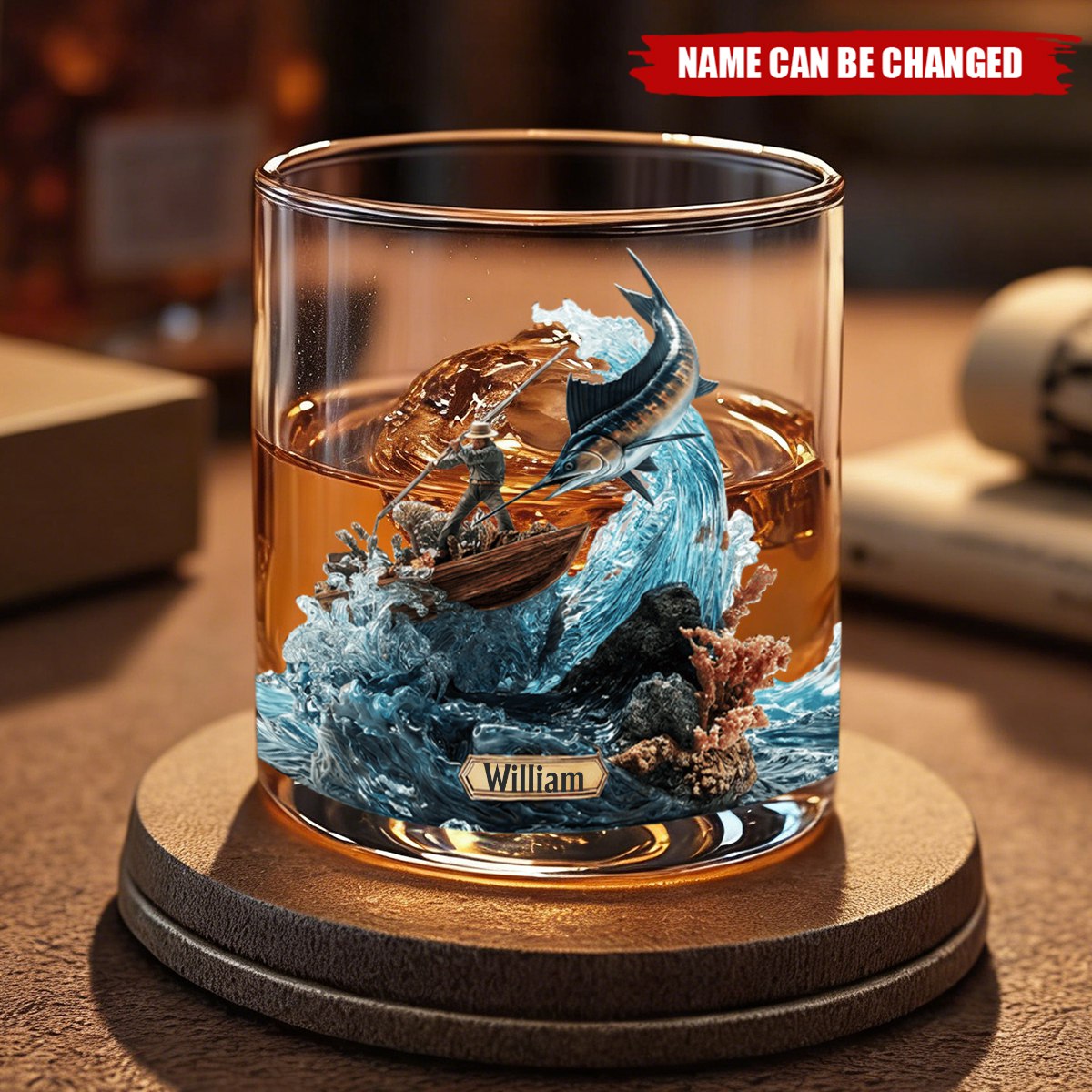 Personalized Fishing Theme Whiskey Glass With Design | Name | "Everything Will Kill You" Funny Birthday Father’s Day Gift For Men & Anglers