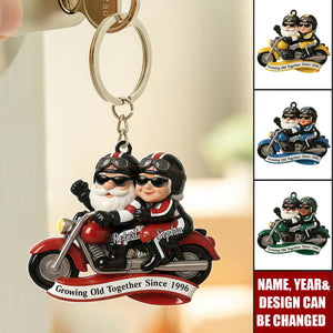 Personalized "Partners In Every Mile" Keychain With Names & Design & Color & Year | Anniversary Valentine's Day Gift For Travel Lovers & Biker Couples
