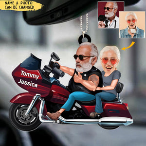 Custom Biker Couple Face Ornament, Gift For Couple, Valentine's Gift, Biker Gift