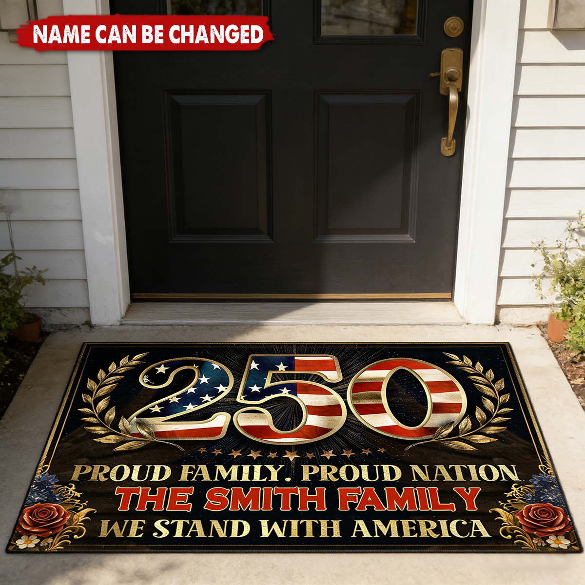Personalized Proud Family Proud Nation Doormat With Family Name | Heartfelt 2026 US Semiquincentennial Home Gift For Patriots Families