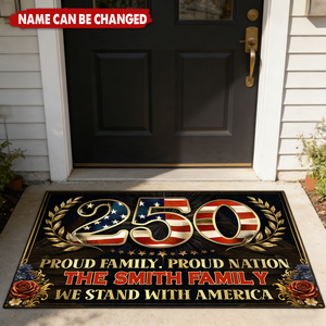 Personalized Proud Family Proud Nation Doormat With Family Name | Heartfelt 2026 US Semiquincentennial Home Gift For Patriots Families