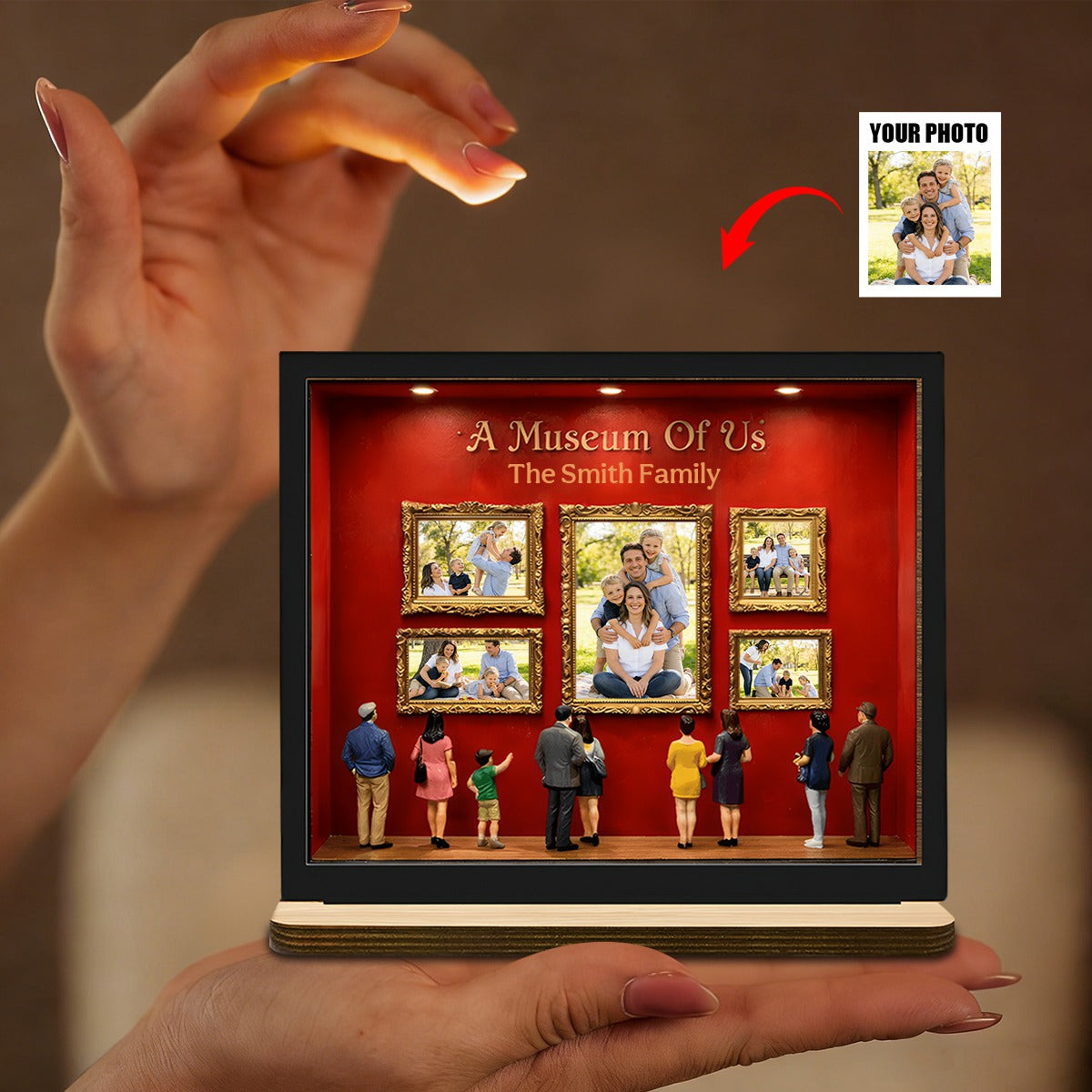Personalized "A Museum Of Us" 3D Effect Photo Frame Wood Plaque With Family Name – Gift For Family
