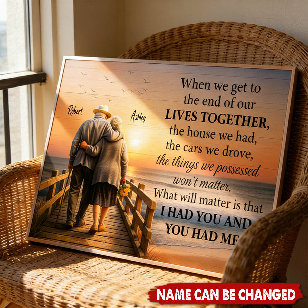 Personalized "I Had You and You Had Me" Old Couple Poster Wall Art With Name - Anniversary Gift | Valentine's Day For Parents & Grandparents