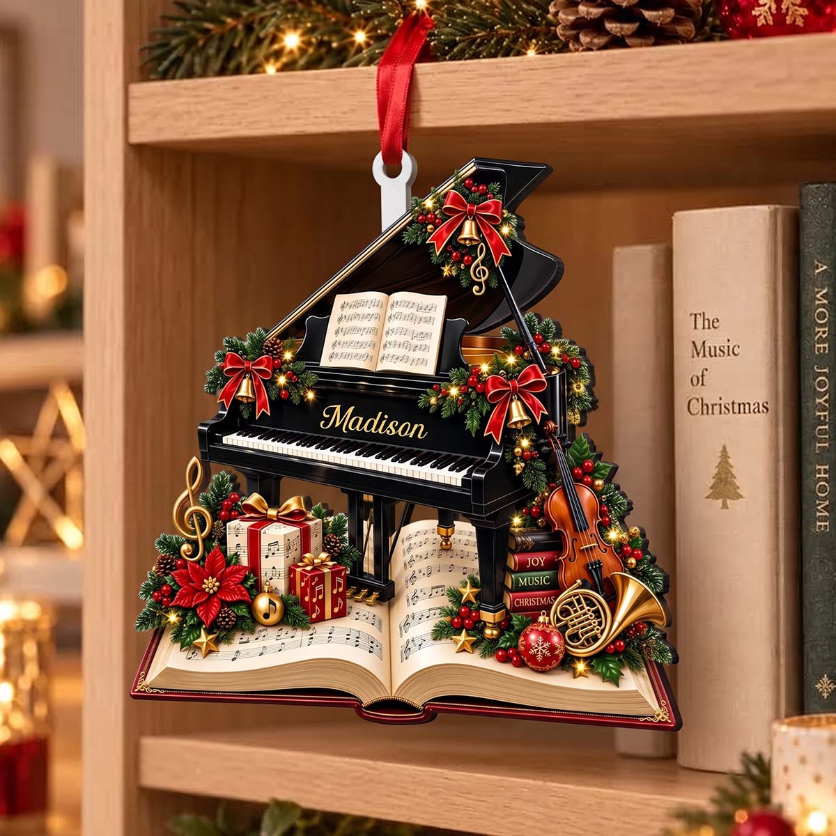 Personalized Grand Piano Acrylic Ornament - Christmas Gift for Pianist Music Teacher Music Lover