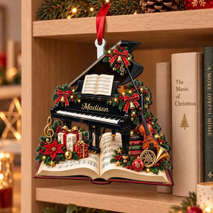 Personalized Grand Piano Acrylic Ornament - Christmas Gift for Pianist Music Teacher Music Lover