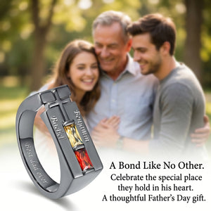 Personalized Cross Promise Ring With Names & Birthstones | Father's Day Birthday Gift For Dad Grandpa