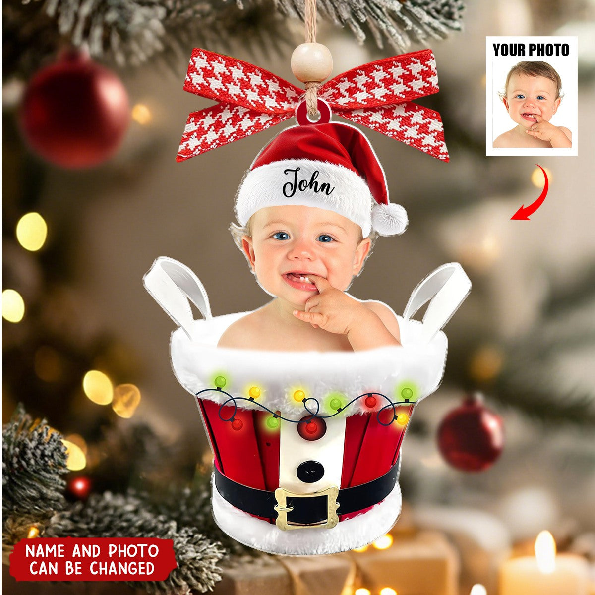 Personalized "Baby's First Christmas" Ornament With Name & Photo,Treasured Christmas Gift For New Parents & Grandparents