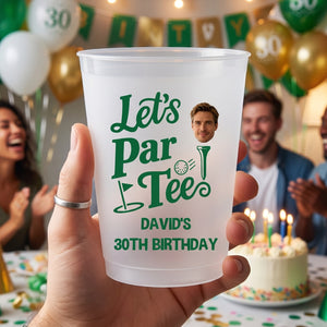 Personalized Photo Golf Birthday Party Cups - Custom Let's Par-Tee Frosted Drinkware Favors