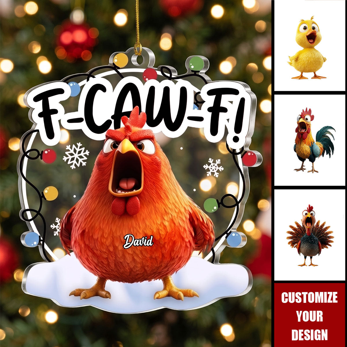 Personalized "F-Caw-F" Funny Acrylic Ornament | Exchange Gifts Silly Gift For Coworkers Friends