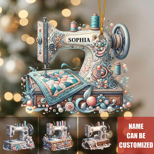 Personalized Sewing Machine Acrylic Ornament | Christmas Birthday Gift For Sewing Lover