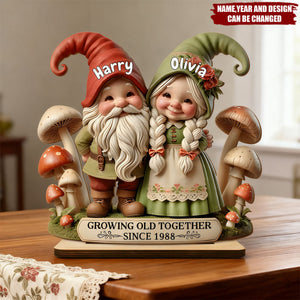 Personalized "Growing Old Together" Elves Standing Wooden Plaque | Romantic Time Xmas Gift For Couple Grandparents