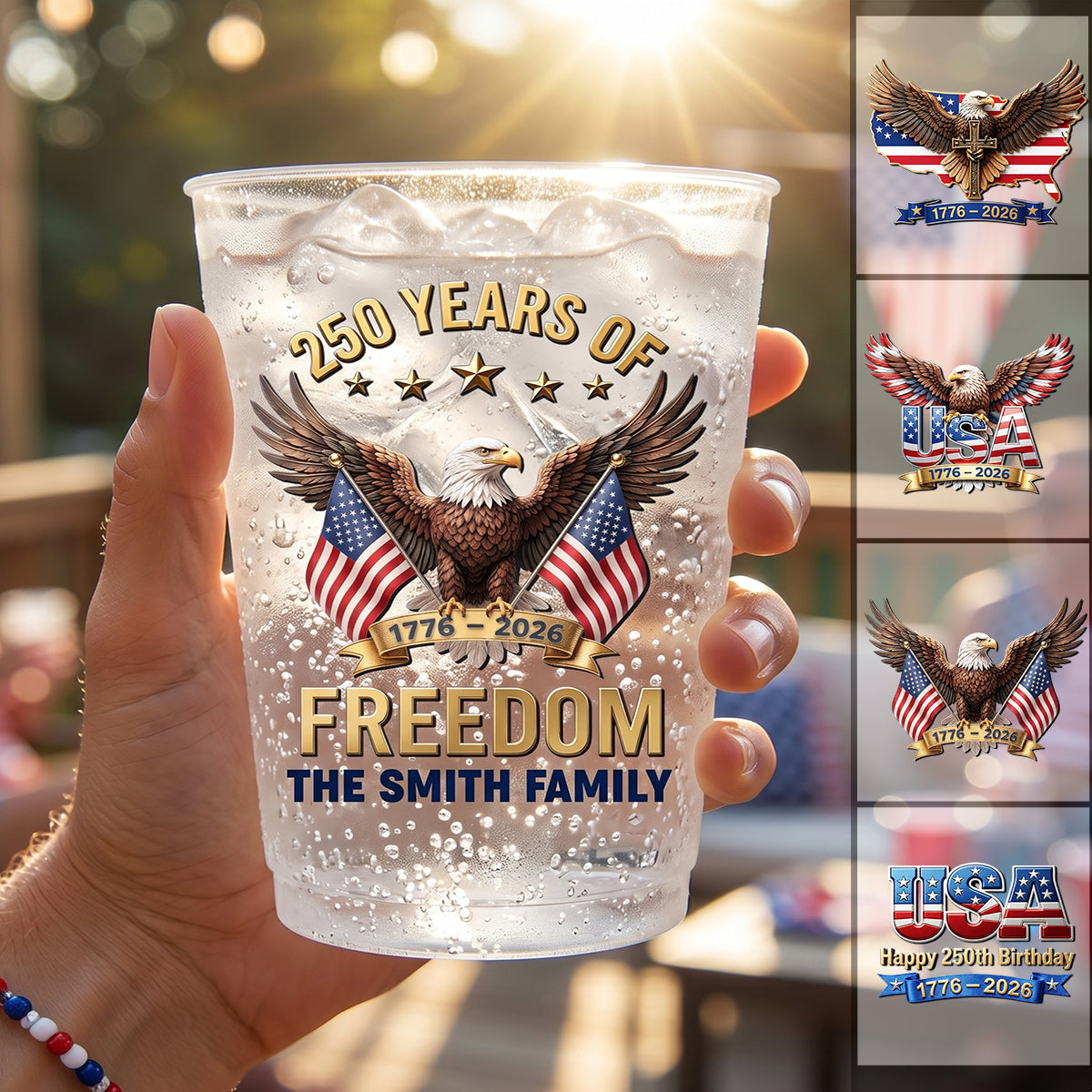 Custom Party Cups - Personalized America 250th Anniversary Gifts
