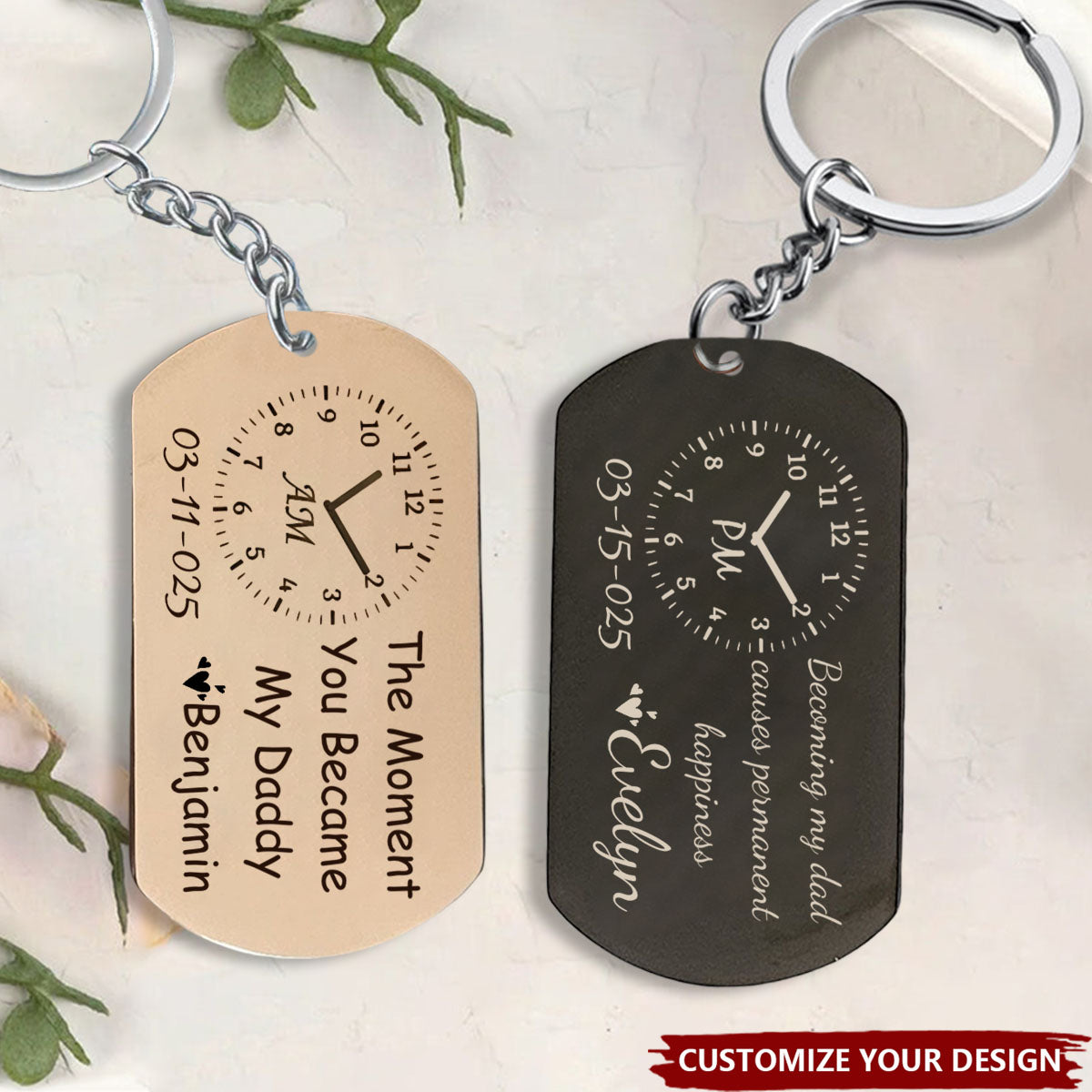 Personalized Stainless Steel Keychain - The Moment You Became My Daddy Mummy